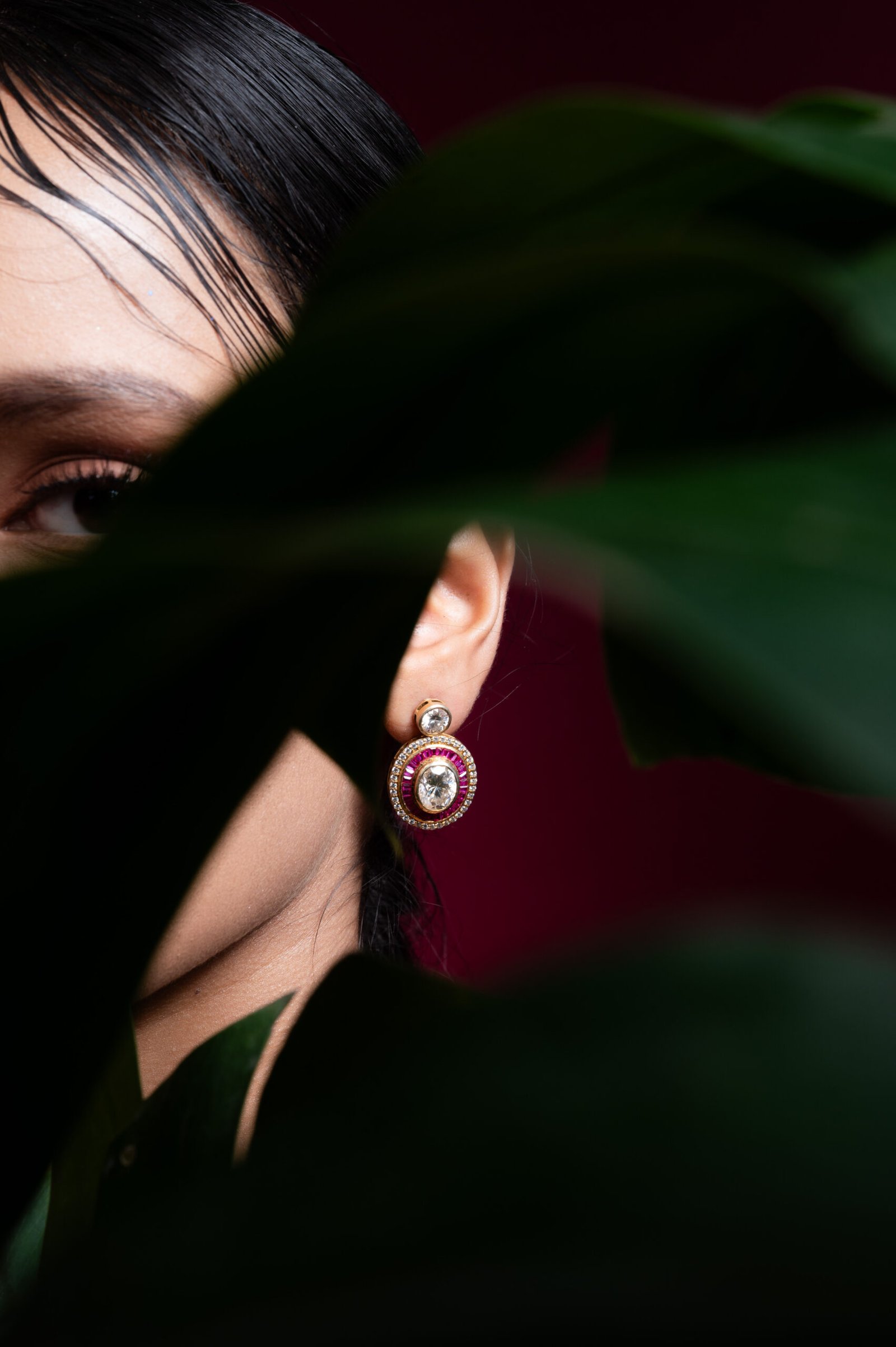 Ruby and Diamond Drop earring