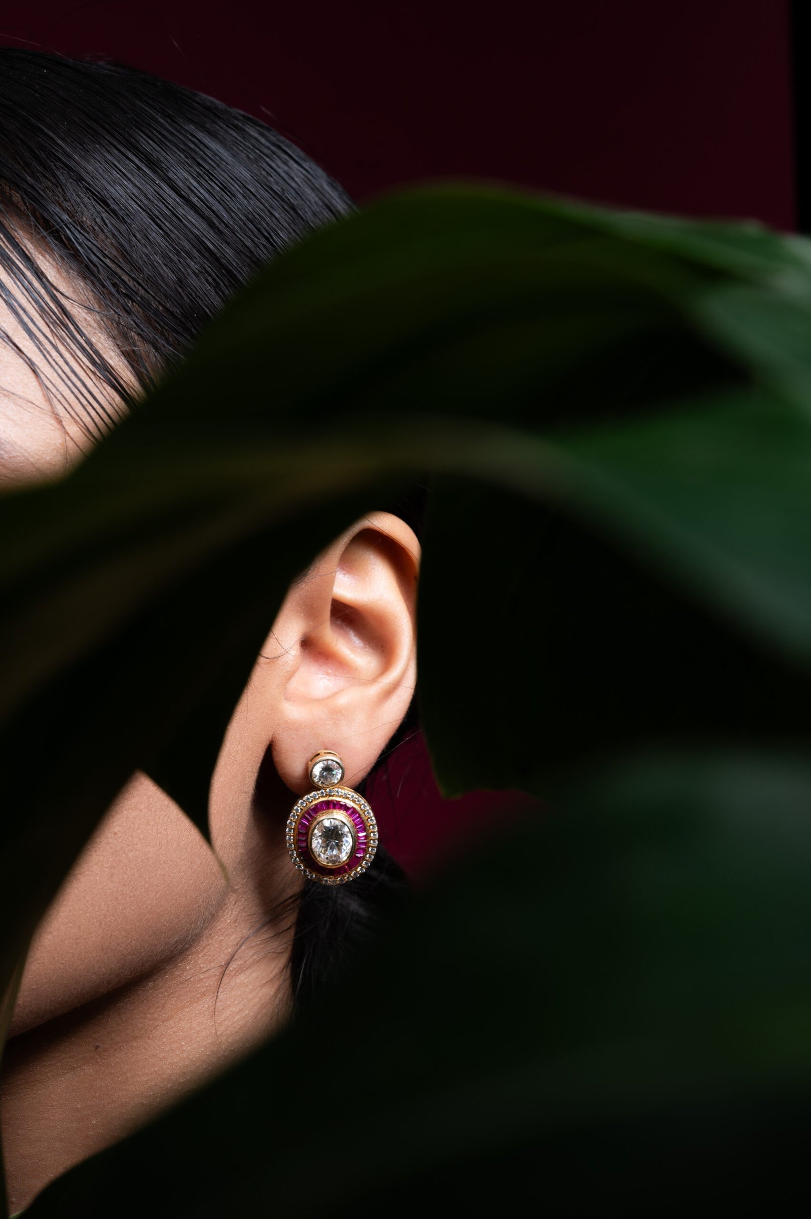 Ruby and Diamond Drop earring