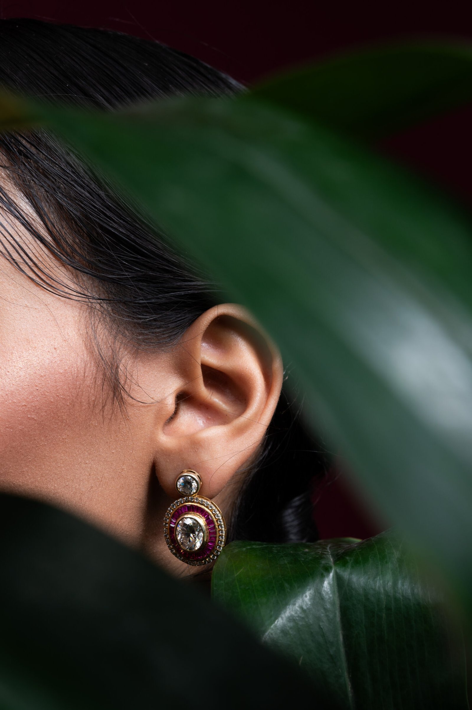 Ruby and Diamond Drop earring