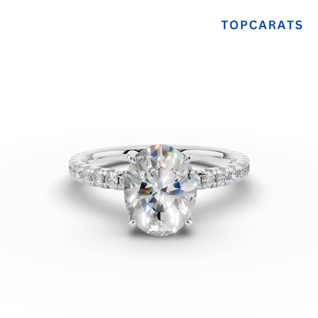 Oval Cut Hidden Halo Diamond Engagement Ring